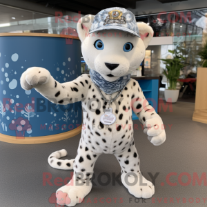 Hvid Cheetah maskot kostume...