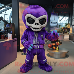Purple Skull mascot costume...