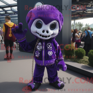 Purple Skull mascot costume...