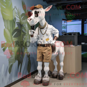 Hvit Okapi-maskotdraktfigur...