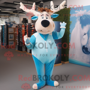Sky Blue Elk mascot costume...