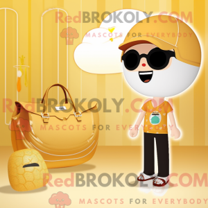 Guld abrikos maskot kostume...