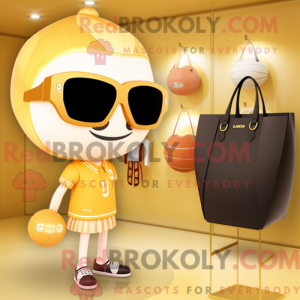 Guld abrikos maskot kostume...