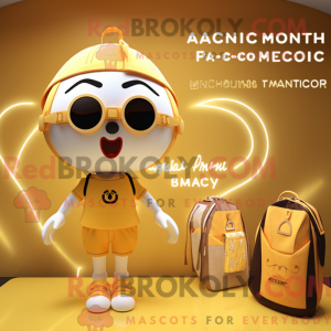 Guld abrikos maskot kostume...