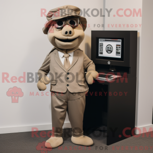 Tan Computer maskot kostume...
