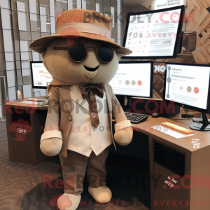 Tan Computer maskot kostume...