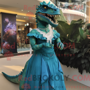 Turquoise Allosaurus mascot...