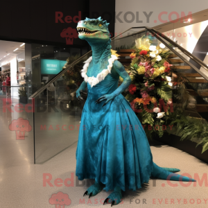 Turquoise Allosaurus mascot...