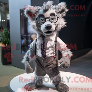 Sølv hyene maskot drakt...