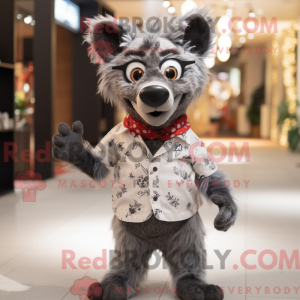 Sølv hyene maskot drakt...