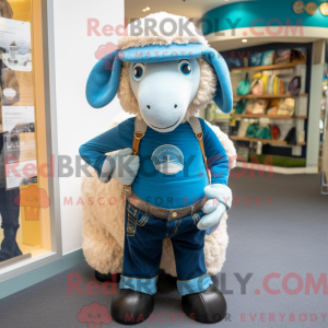 Cyan Suffolk Sheep maskot...