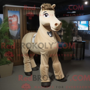 Beige hestemaskotdraktfigur...