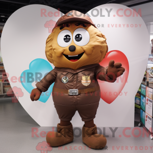 Brown Heart mascot costume...
