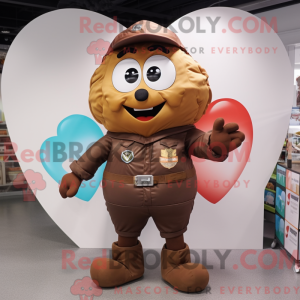 Brown Heart-mascottekostuum...