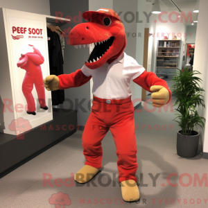 Rød Tyrannosaurus maskot...