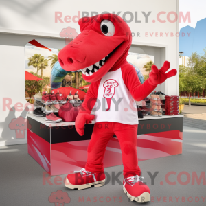 Rød Tyrannosaurus maskot...