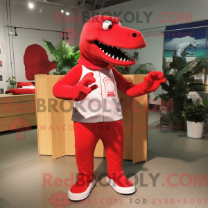 Röd Tyrannosaurus maskot...