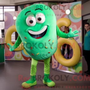 Green Donut mascot costume...