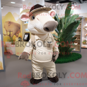 Beige Tapir maskot kostume...