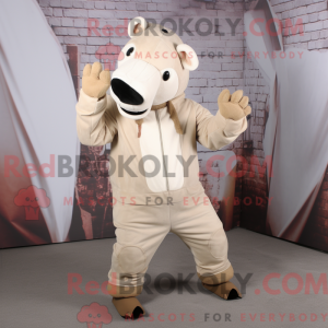 Beige Tapir maskot kostume...