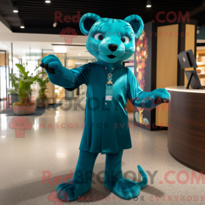 Teal Panther mascot costume...