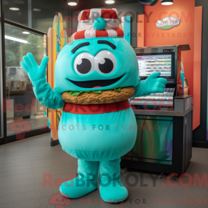 Turquoise Burgers mascot...