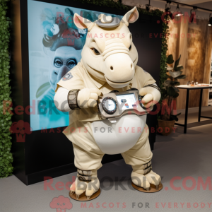 Beige Rhinoceros maskot...