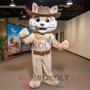 Beige Bobcat mascot costume...