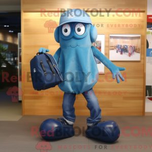 Blue Octopus maskot kostym...