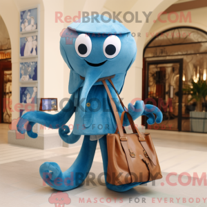 Blue Octopus maskot kostym...