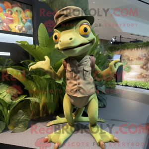 Olive Geckos mascot costume...