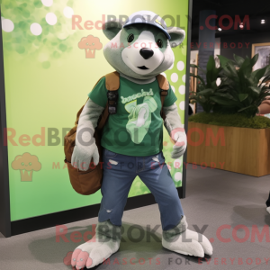 Green Badger mascot costume...