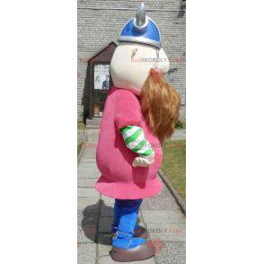 Bearded Viking maskot kledd i rosa med hjelm - Redbrokoly.com