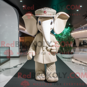 Beige elefantmaskot drakt...