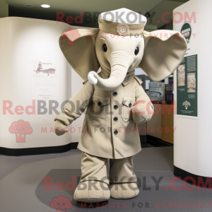 Beige elefant maskot drakt...
