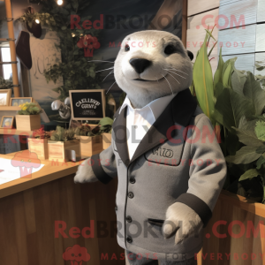 Gray Otter maskot kostume...