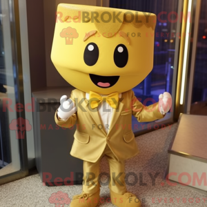 Gold Cupcake mascot costume...