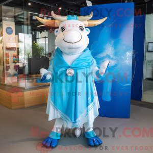 Blå Zebu maskot kostume...
