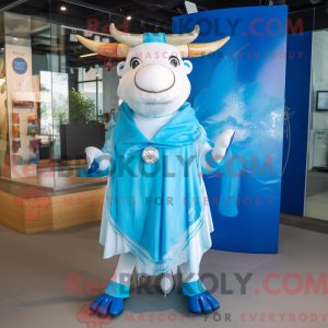 Blue Zebu mascot costume...