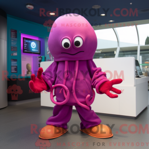Magenta Octopus mascot...