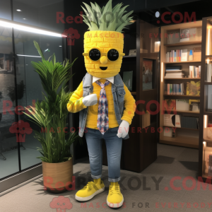 Gul aas maskot draktfigur...