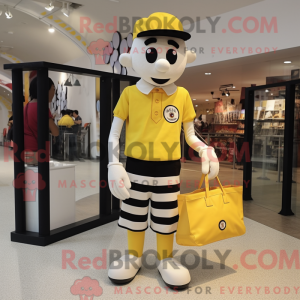 Gul Mime maskot kostume...