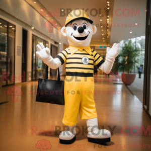 Gul Mime maskot kostume...