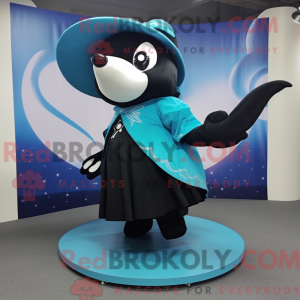 Cyan Killer Whale maskot...