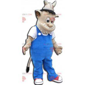 Troll mascotte met een Vikinghelm. Schepsel mascotte -