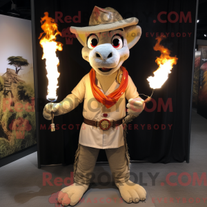 Beige Fire Eater mascot...