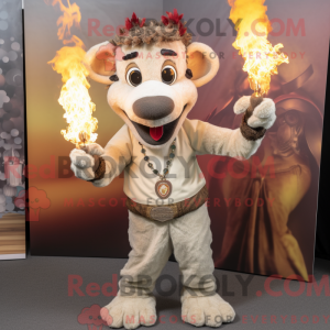 Béžová postava maskota Fire...