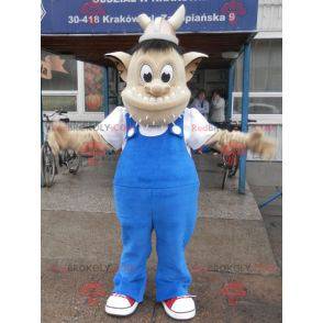 Troll mascotte met een Vikinghelm. Schepsel mascotte -