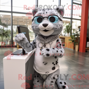 Grå Leopard maskot kostume...