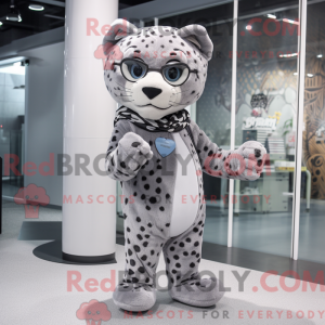 Grå Leopard maskot kostume...